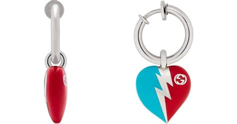 Interlocking G heart lightning charm earrings 